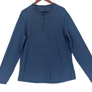 Lululemon 5 Year Basic Henley Shirt Men Medium Blue Grey Soft Pima Cotton Casual